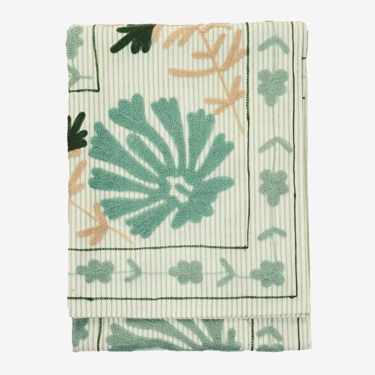 Brodeerattu kangas, turkoosi