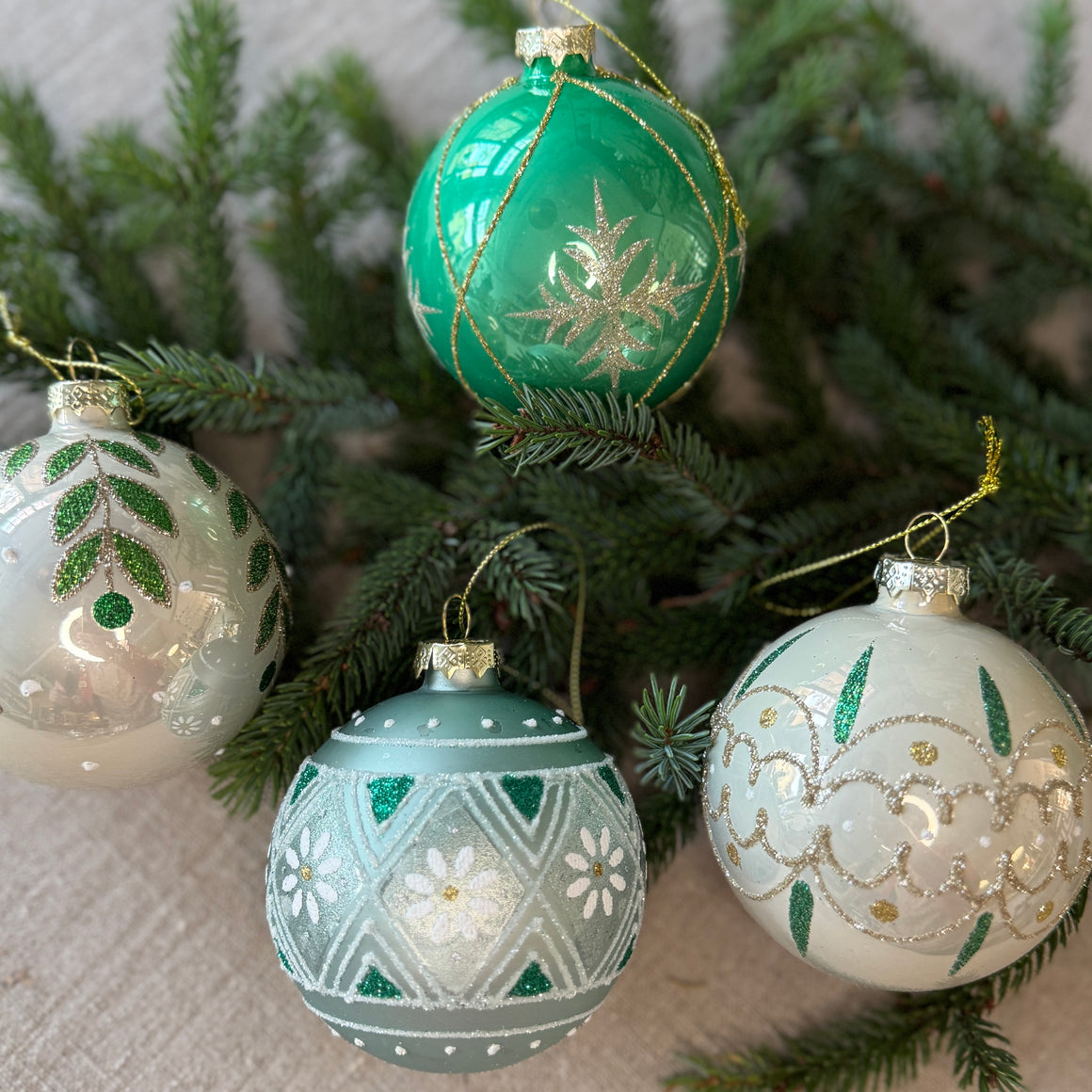 Joulupallot 4 kpl, Seraphim vihreä