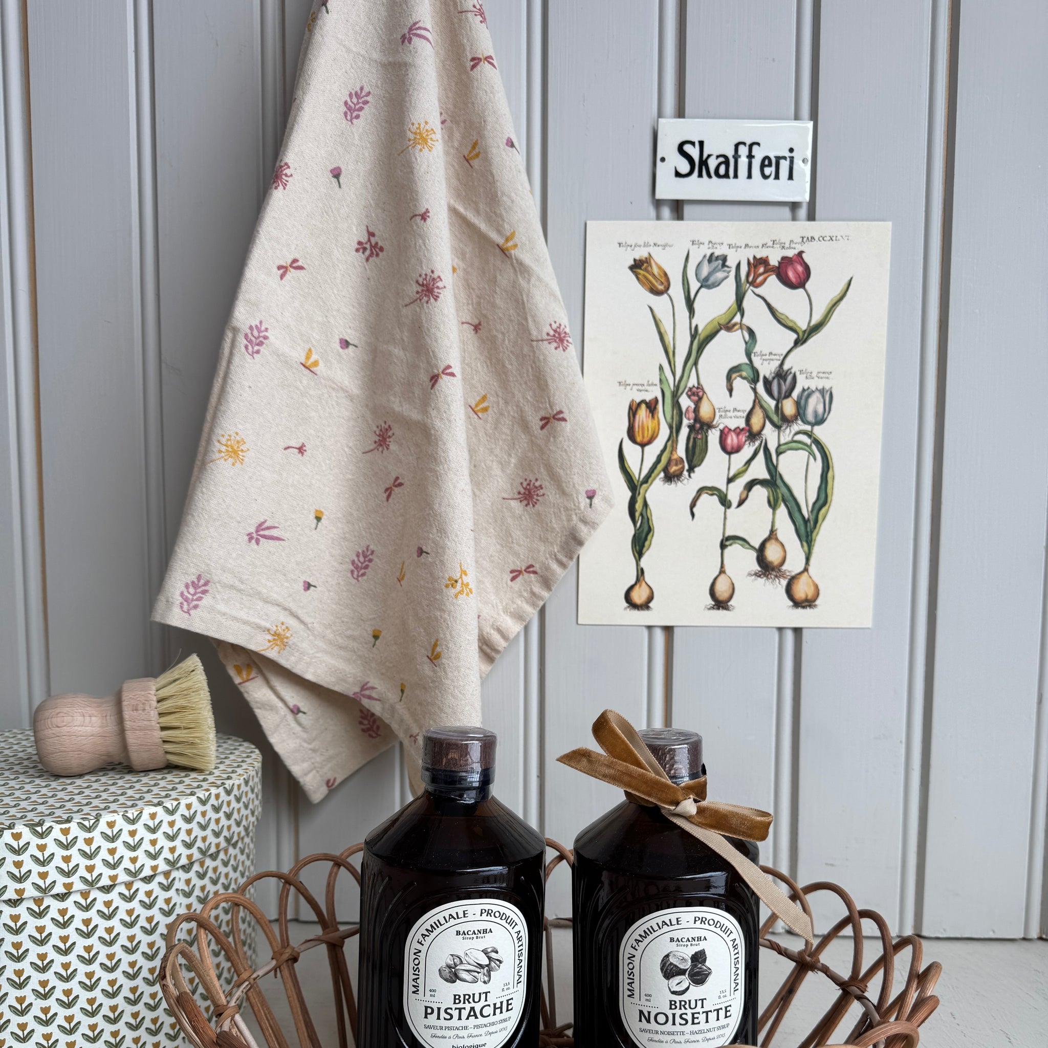 Keittiöpyyhe, puna-keltainen