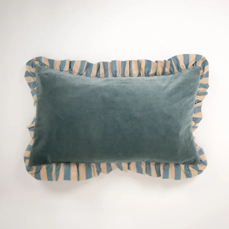 Samettityyny 30*50, antiikinsininen