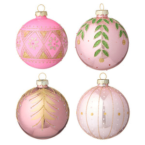 Joulupallot 4 kpl, pinkki