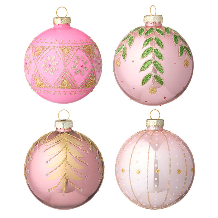 Joulupallot 4 kpl, pinkki